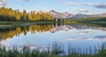 Wild forest lake in the Altai mountains on a summer morning Royalty Free Stock Photo