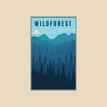 wild forest vintage poster vector illustration design nature background mountain design Royalty Free Stock Photo