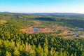 Wild forested and wet moorland from above