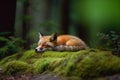 Wild fox sleeping. Generate Ai Royalty Free Stock Photo