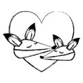 Wild foxes couple in heart