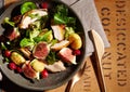 Wild game salad with pheasant, chestnuts and figs