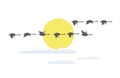 Wild Geese Flying At Sunset Minimalist Icon