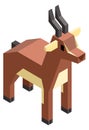 Wild goat toy. Polygonal pixel cute animal