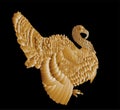 Wild gold turkey vector silhouette illustration isolated on black background.