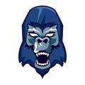 wild gorilla animal head blue icon
