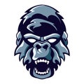 wild gorilla animal head gray color icon