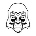 wild gorilla animal head monochrome color icon