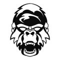 wild gorilla animal head monochrome style icon