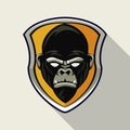 wild gorilla animal head in yellow shield
