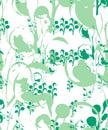 wild herbs Block print seamless pattern. hand drawn vector illustration for ptint