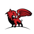 Wild hog or boar with wing logo