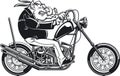 Wild hog riding chopper motorcycle Royalty Free Stock Photo