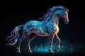 Wild horse in a fantastic and dreamlike setting. Generative AI