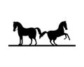 Wild horses animals silhouettes isolated icons Royalty Free Stock Photo