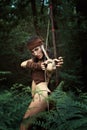 Wild huntress with bow Royalty Free Stock Photo