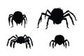 Wild insects sitting, silhouettes on a white background. Spider full body silhouette collection. Furry spiders and insects sitting Royalty Free Stock Photo