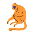 Wild jungle animal. Gibbon with cute muzzle sitting, orange primate rest. Tropical forest habitant rainforest monkey