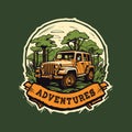 Wild Jungle Expedition: Off-Road Vehicle Adventure Vector Illustration