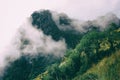 From the wild jungle on the Inca Trail, the Andes with clouds. Peru. Royalty Free Stock Photo