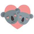 Wild koalas couple in heart