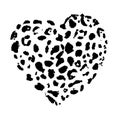 Wild leopard heart print, hand drawn technique, wild jaguar print.