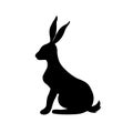 Wild leous, bunny profile icon. Hare, rabbit, forest animal with long ears. Jackrabbit character sitting, side view. cute mammal. Royalty Free Stock Photo