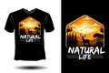 Natural life with deer animals silhouette t shirt mockup retro vintage design