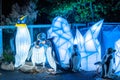 Wild lights at Dublin zoo. Light display of penguins