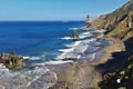 Wild and lonely beach in the romantic Anaga mountains of the Canary island of tenerife near the village of Benijo Royalty Free Stock Photo