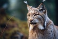 Wild Lynx wildcat in forest