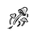 Wild magic mushroom for magician witchcraft hand drawn illustration Royalty Free Stock Photo