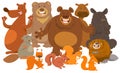 Wild mammals animal characters cartoon