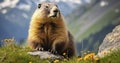 The Wild Marmot in Its Highland Realm. Generative AI Royalty Free Stock Photo