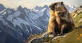 The Wild Marmot in Its Highland Realm. Generative AI Royalty Free Stock Photo