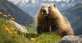 A Wild Marmot\'s Life in the Mountains. Generative AI Royalty Free Stock Photo