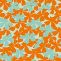 Wild meadow flower seamless vector pattern background. Abstract blue orange flowers backdrop. Hand-drawn outline Royalty Free Stock Photo