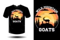 Wild mountain goats silhouette t shirt mockup retro vintage design