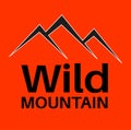 Wild Mountain simple vector logo design on an orange background Royalty Free Stock Photo