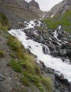 Wild mountain stream in a steep slope Royalty Free Stock Photo