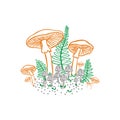 wild mushroom forest logo vector illustration Royalty Free Stock Photo