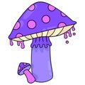 Wild mushroom is purple in color. doodle icon drawing