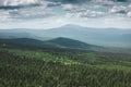 national Park in the middle of Russia, in the Urals. View of endless deciduous and coniferous forests. Tourism and