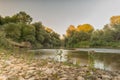 Wild nature of Alfeios river in Greece. A beautiful landscape Royalty Free Stock Photo