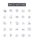 Wild nature line icons collection. Incredible beauty, Vast landscapes, Untamed wilderness, Endless horizons, Majestic Royalty Free Stock Photo