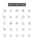 Wild nature line icons collection. Incredible beauty, Vast landscapes, Untamed wilderness, Endless horizons, Majestic Royalty Free Stock Photo