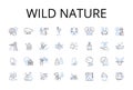 Wild nature line icons collection. Incredible beauty, Vast landscapes, Untamed wilderness, Endless horizons, Majestic Royalty Free Stock Photo