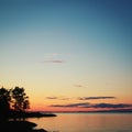 Beautiful northern landscape Ladoga lake at sunset Royalty Free Stock Photo