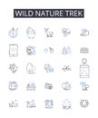 Wild nature trek line icons collection. Delivery, Stagecraft, Eloquence, Performance, Projection, Confidence
