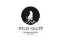 Wild Night Jaguar Tiger Leopard Cheetah Puma Panther Standing on the Mountain Hill Logo Design